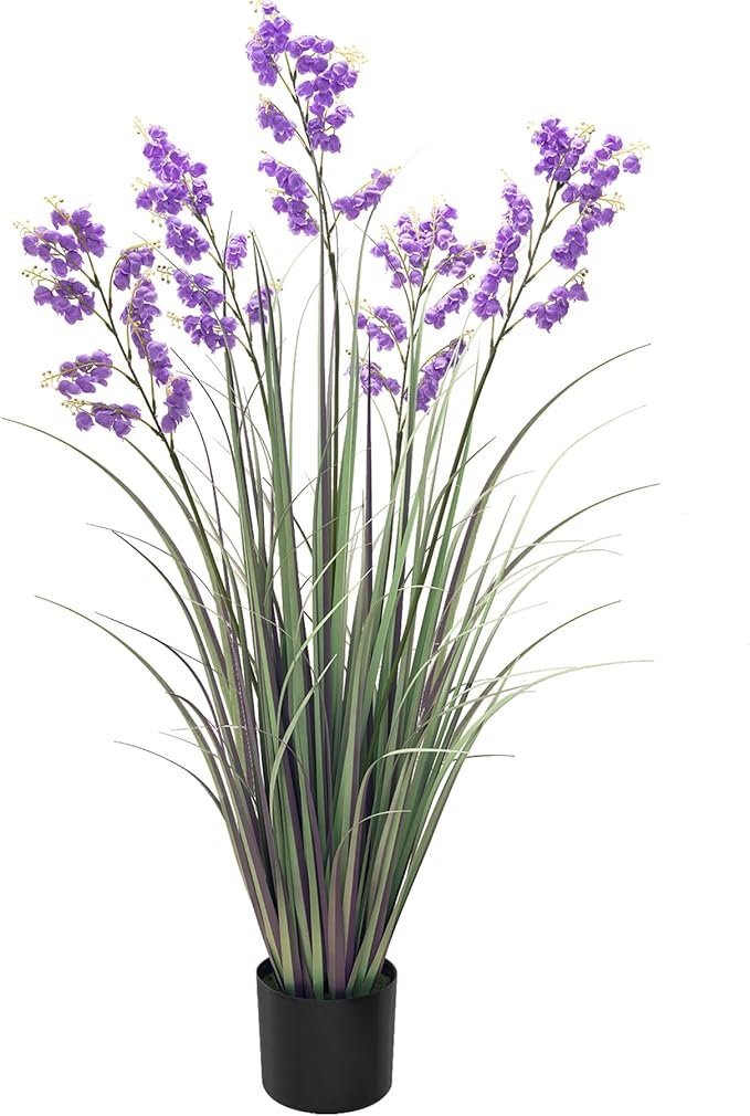 Green Onions Home Decor Fake Plants Lily of The Valley Snake Plant Home DéCor Accents Artificial Grass Room Decor Artificial Plants Indoor Artificial Grass 47“ 1 Pack（Purple）
