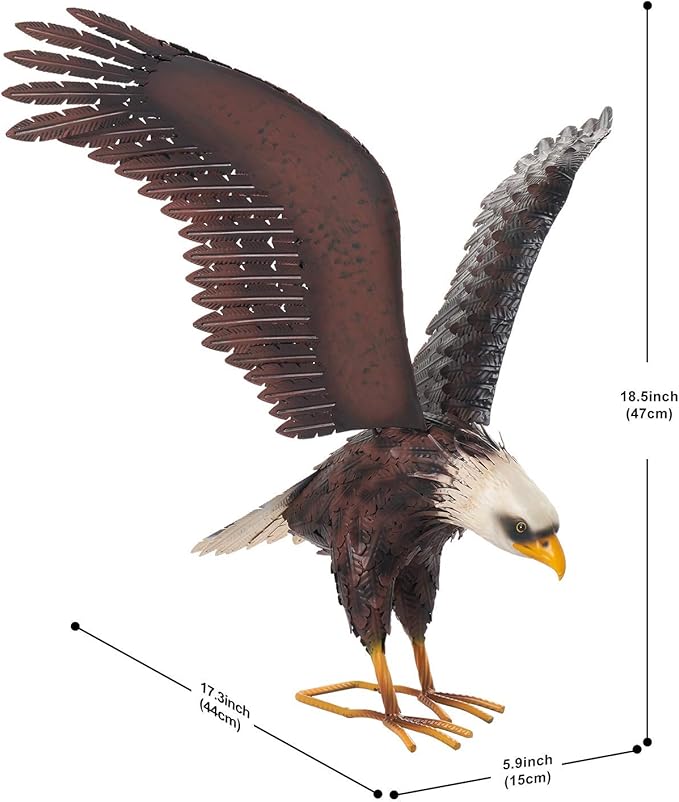 chisheen Bald Eagle Statue Outdoor Garden Sculpture Metal Yard Art Lawn Decorations,Large Eagle Figurines and Statues
