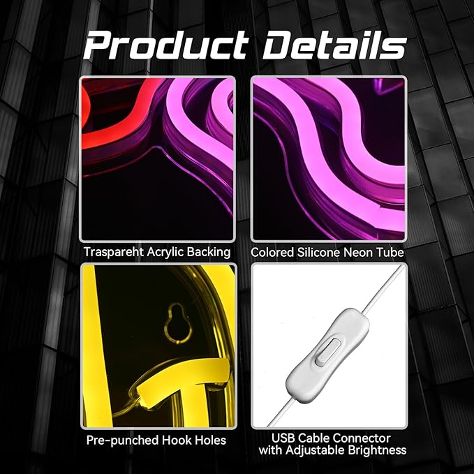 Smile Faces Neon Sign Led Colorful Distorted Happy Faces Neon Light Signs for Wall Decor Usb Light Up Signs for Kids Bedroom Aesthetic Preppy Room Decor Party Decoration Teens Gifts