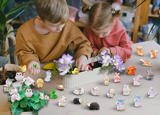 Tiny Resin Animals to Hide Mini Resin Animals 30 PCS Figurines for Miniature Garden, Fairy Garden, Succulents Plants Ornaments, Party Favors (30)
