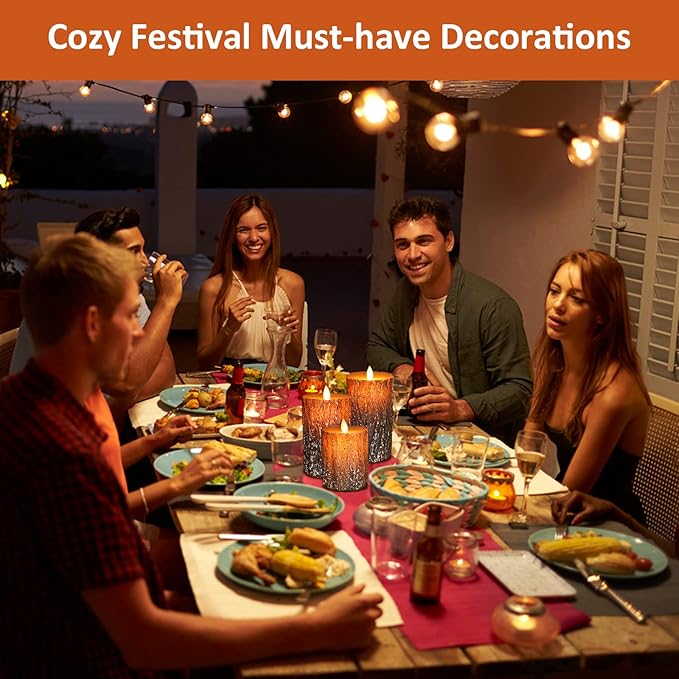 JOSU LED Flameless Candles Pine Bark Effect, Battery Operated Candles with Remote Control, LED Fake Candles, 4" 5" 6" Pack of 3, for Wedding Decor, Table Decor, Home Decoration Gifts (Pine Bark)