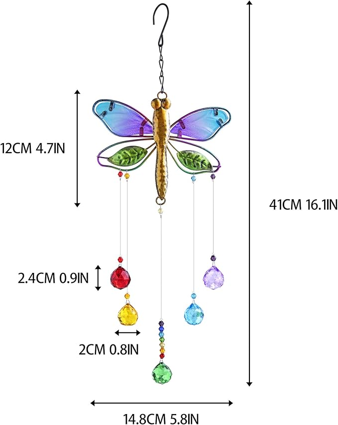 Dragonfly Hanging Crystal Suncatcher Ornament Window Garden Decor Rainbow Maker Prism Pendant