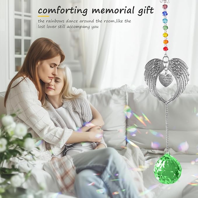 Memorial Gifts for Loss of Loved One Unique Sympathy Gifts Rainbow Sun Catcher Indoor Window Hanging Crystal Prism Grief Bereavement Gifts Ideas for Who Loss of Mom Dad (Green)