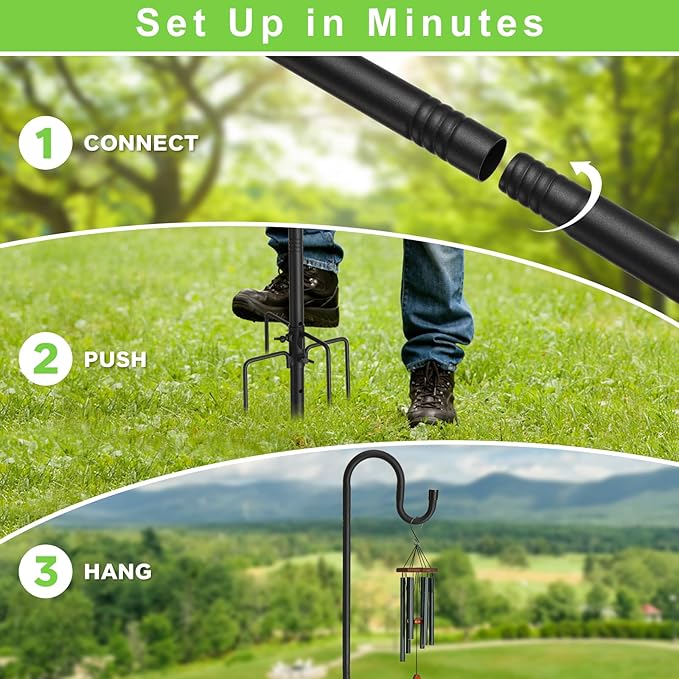 Shepherds Hooks, 94" Bird Feeder Pole for Outdoor, 4/5” Thick Hummingbird Feeders Stand Heavy Duty, Hanging Plant Hanger Stake with 5-Prong Base, Metal Shepard Stick