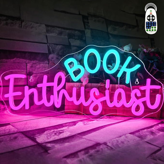 Book Enthusiast Neon Sign Wall Decor,Neon Light Bedroom Wall Decor Suitable Indoor Light for Classroom Book Party Library Reading Room Decoration Bookish Gifts