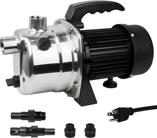 BACOENG 1.6 HP Water Transfer Pump Sprinkler Garden Pump, 1000GPH Lawn Pressure Booster Pump, Lake Pump for Irrigation and Water Draining, w/Check Valve & 3/4" Garden Hose Adapters