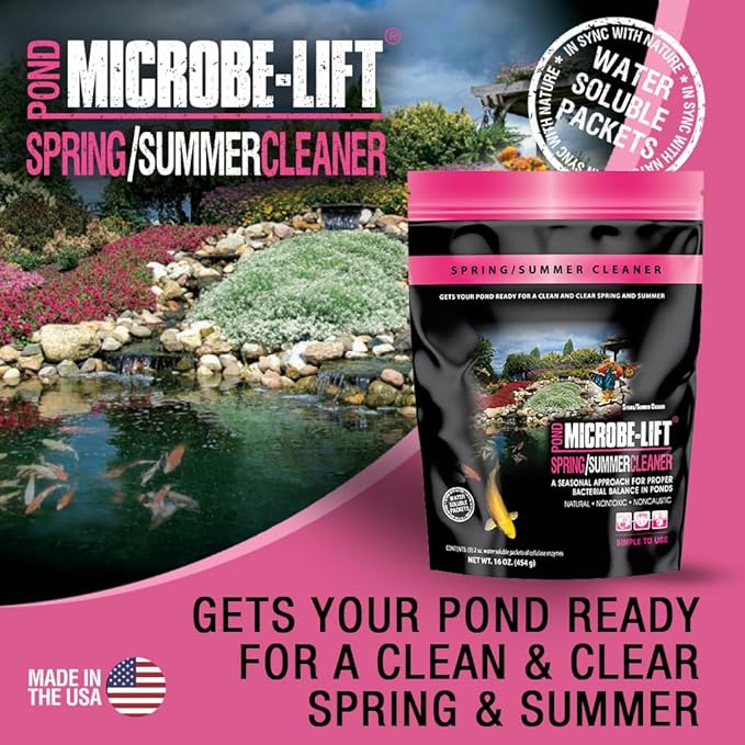 MICROBE-LIFT 10XSSCX1 Spring and Summer Pond and Outdoor Water Garden Cleaner, Safe for Live Koi Fish, Plant Life, and Decor, 16 Ounces