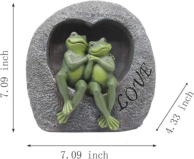 Artisan Flair Lover Frog Statues for Garden - Resin Frogs Couple Figurines Romantic - Yard Animal Decor Frog Stuff Outdoor Lawn Ornament, Green, 7.09 X 4.33 X 7.09 Inches, AF15813