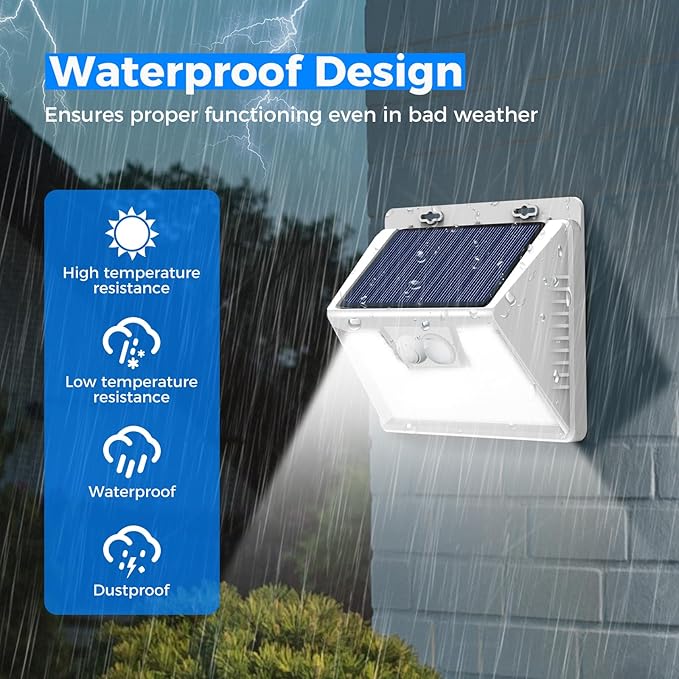 Peasur Solar Lights Outdoor Waterproof, 6Pack 140LED Bright Motion Sensor Security Lights 3 Modes, Solar Powered Fence Wall Light for Garden Yard Outside(Cool White)