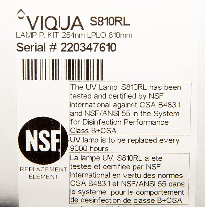 Viqua S810RL Replacement Water System UV Lamp for S8Q-PA