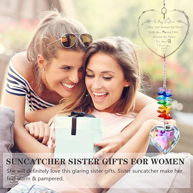 Sister Gifts, Sister Birthday Gifts, Crystal Suncatcher Gifts for Sister, Sisters Gifts from Sister, Unique Gifts for Sister, Window Hangings Home Decoration