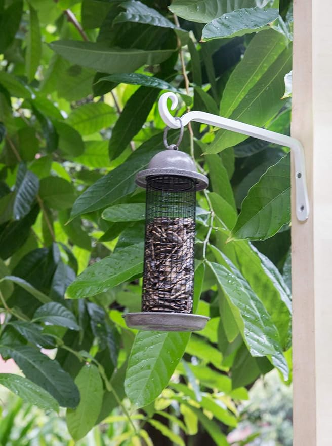 Mkono Hanging Plant Bracket 10 inch Metal Wall Plant Hook Decorative Plant Hanger for Bird Feeders, Planters, Lanterns, Wind Chimes, Home Decor Indoor Outdoor 2 Pack, White