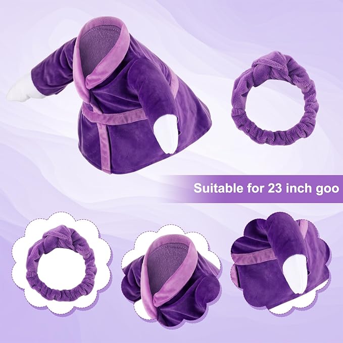 Christmas Lady Goose Outfit Bathrobe Porch Clothes for 23'' Cement Goose Outdoor Garden Yard Patio Statue Halloween Costume Decoration(Purple)