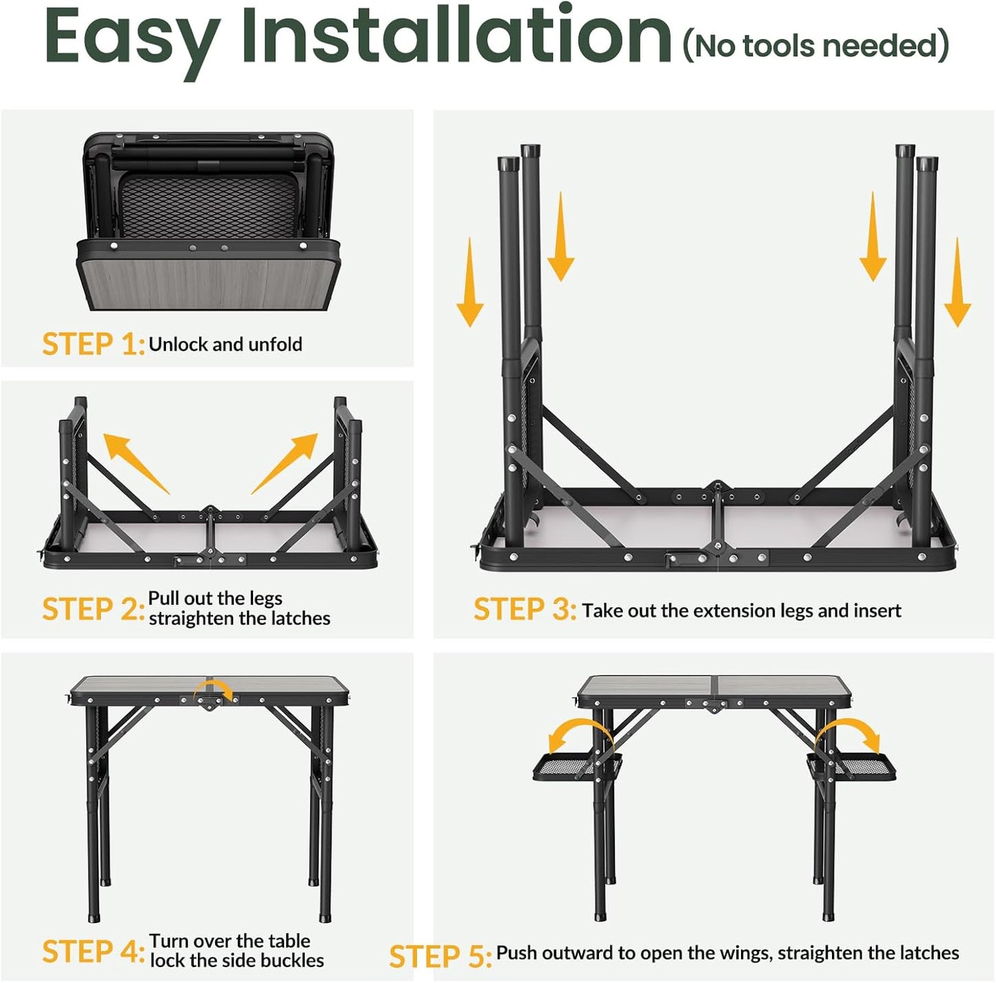 Titanker Folding Camping Table 2ft, Small Folding Camp Table Portable with 50% Extra Space, Small Picnic Table, Portable Beach Desk, Car Camping Essentials, Aluminum Light & Solid