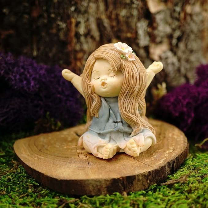 Top Collection Miniature Fairy Garden and Terrarium Statue, Little Fairy Yawning
