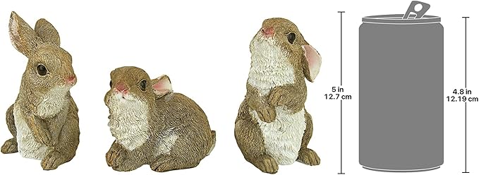 Design Toscano QM92008 The Bunny Den Rabbits Indoor/Outdoor Garden Animal Statues, 3 Inches Wide, 4 Inches Deep, 5 Inches High, Full Color Finish