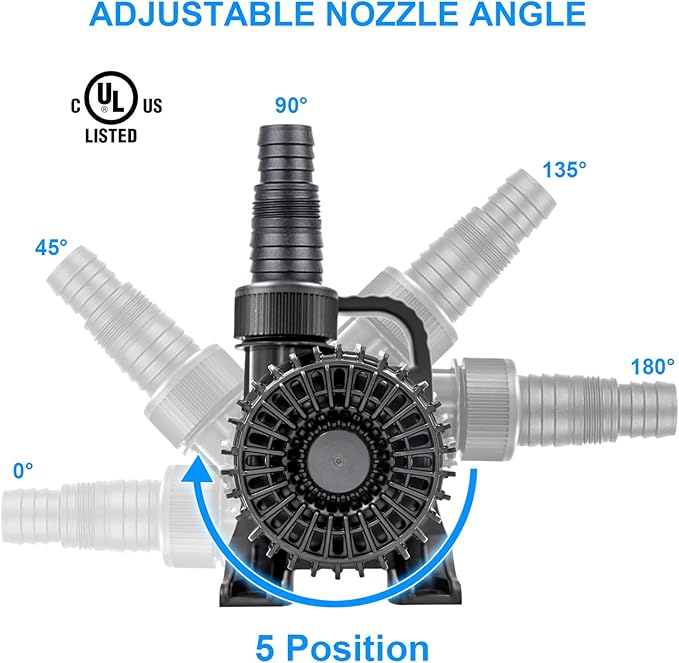 Outdoor 1800Gph-100W 32.8FT Small-Pond Water-fall & Kio Fish Fountain-s &Garden Pump Submersible IPX8: Long 32.8FT Cord Smart-er & Quieter Duck & Yard &Patio Ponds Pumps, 1 Barrier Pump Bag