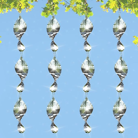 12 PCS Stainless Steel Bird deterrents for Outside,3D Bird Scarer Discs Set Pigeon Deterrent,Bird reflectors to Keep Birds Away Woodpecker Deterrent for House,Crow Deterrent