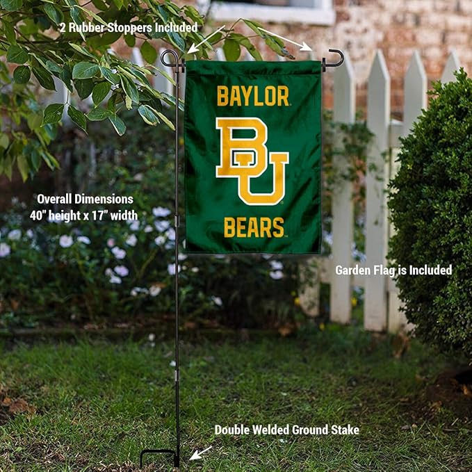College Flags & Banners Co. Baylor Bears Garden Flag with Pole Stand Holder