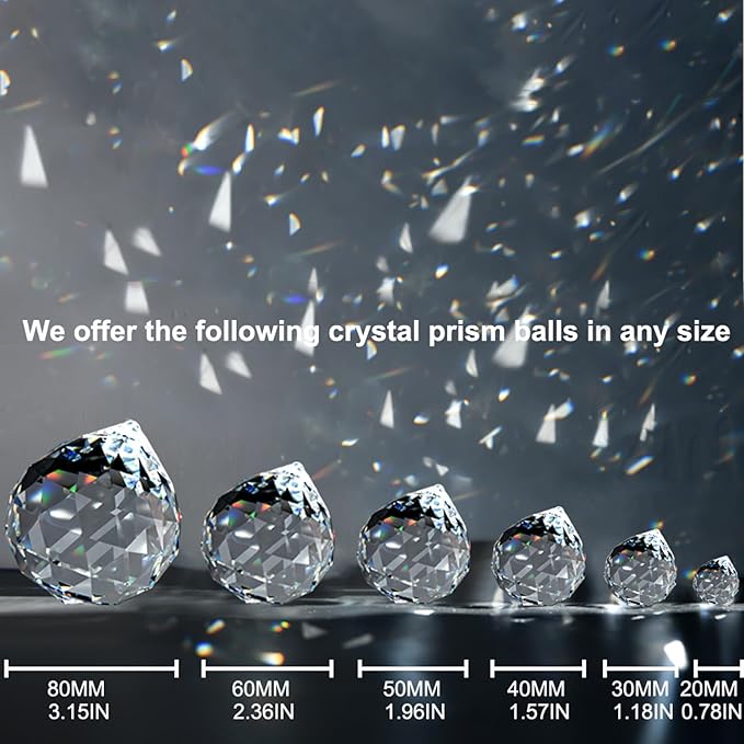 MerryNine 20mm Clear Crystal Ball Prism Sun Shine Catcher Rainbow Pendants Maker, Hanging Crystals Prisms for Windows, for Feng Shui, for Gift (20mm/0.79" 48pack, 48)
