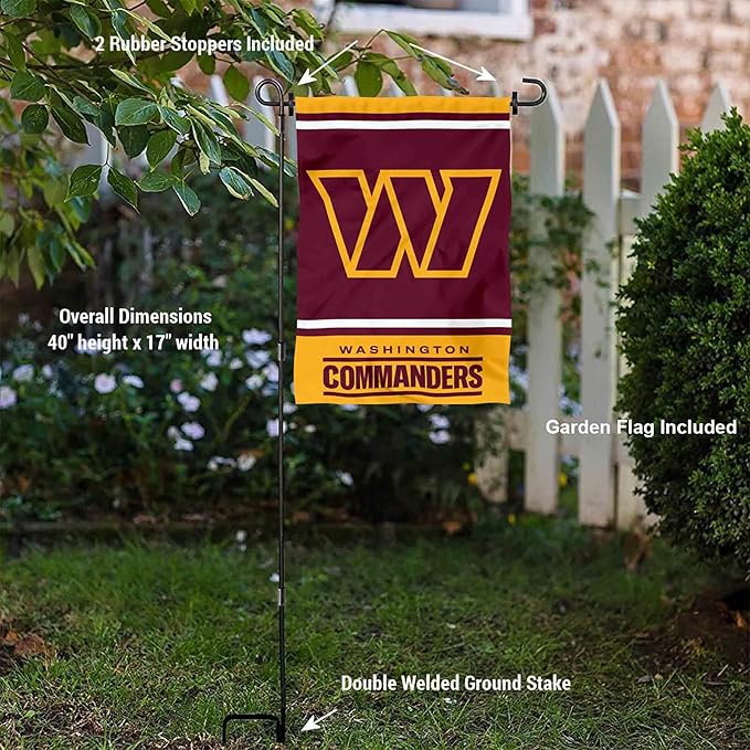 WinCraft Washington Commanders Garden Flag and Flagpole Mount