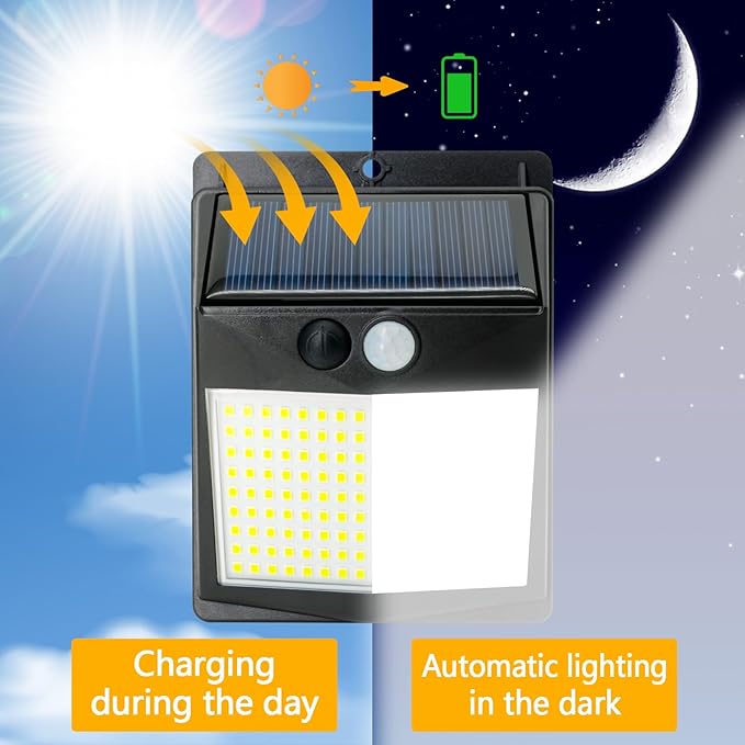 Solar Lights Outdoor 238 LED, 270° Wide Angle Motion Sensor Lights with 3 Modes, IP65 Waterproof Solar Powered Wall Lights for Yard Garden, Patio, Driveway(2 Pack)