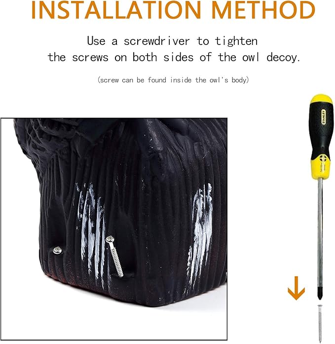 Owl Decoys to Scare Birds Away with Rotating Head,Natural Enemy Bird Deterrent Realistic Eyes & Waterproof Shape Fake Owl Scarecrow Bird Control