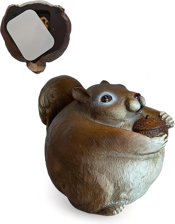 Stocky Squirrel Outdoor Hidden Key Hider and Decorative Patio, Lawn and Garden Statue