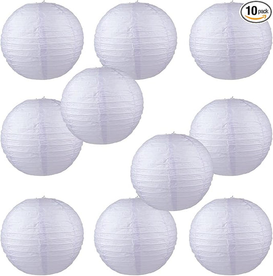 WYZworks - Round Paper Lanterns 10 Pack (Light Lavender, 8") - Hanging Paper Lanterns Lamp for Wedding, Birthday, Party and Home Decorations with 8", 10", 12", 14", 16" Option