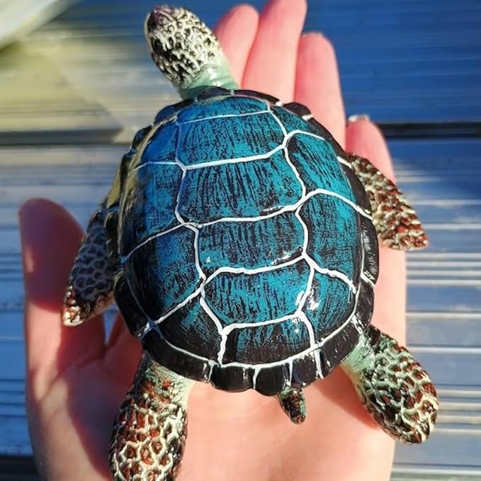 Small Turtle Figurine Sea Turtle Figurine Little Resin Turtle for Garden Decor Blue Turtles Figure Outdoor Outside Pond Ornaments Decorations Mini Statue Valentine's Day Gifts Blue