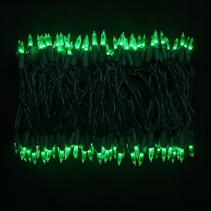 Green LED Christmas Lights - 100 Count Green Christmas String Lights for Tree, Party, Holiday, Indoor and Outdoor St. Patrick's Day Decorations, 33 Feet Green Wire, UL Certified, Connectable