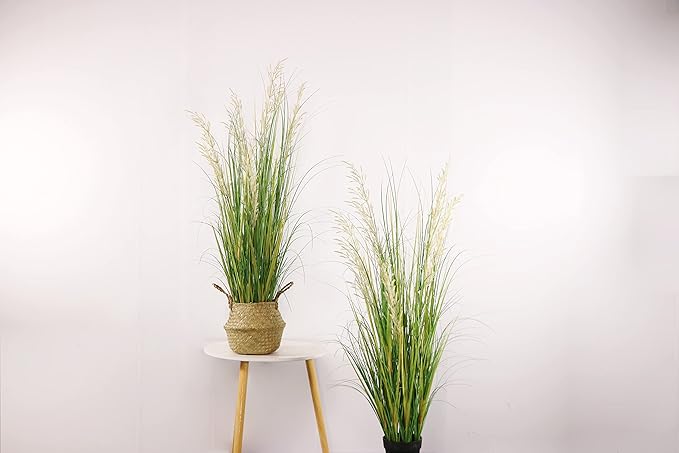 Artificial Plant, 47in Tall, 2pk Grass, Faux House Plant in Pot, Indoor Decorative Flowers & Plants, Housewarming Gift
