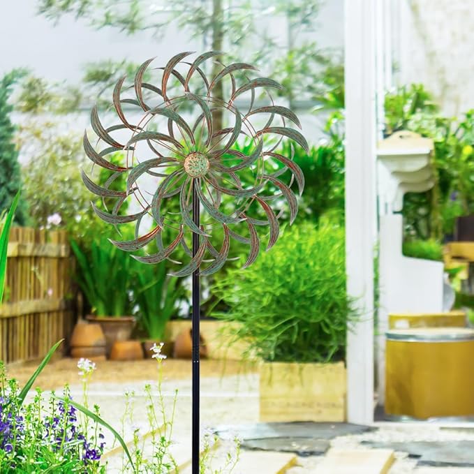 VEWOGARDEN 85” Large Metal Wind Spinners Outdoor Wind Sculpture Yard Art Kinetic Wind Spinners for Yard and Garden Patio Lawn Decor (20 * 85 inches)