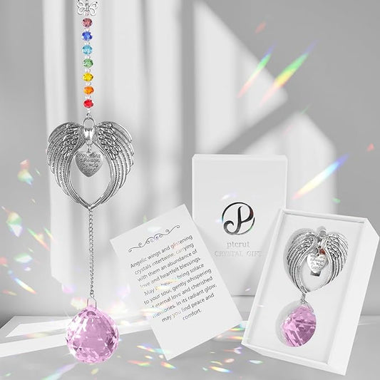 Memorial Gifts for Loss of Loved One Unique Sympathy Gifts Rainbow Sun Catcher Indoor Window Hanging Crystal Prism Grief Bereavement Gifts Ideas for Who Loss of Mom Dad (Pink)