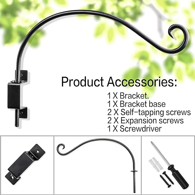 Qiang Ni Swivel Plant Hanger Bracket: Bird Feeder Hanger for Outdoor Wall Mount (16 - A, 16 Inch)