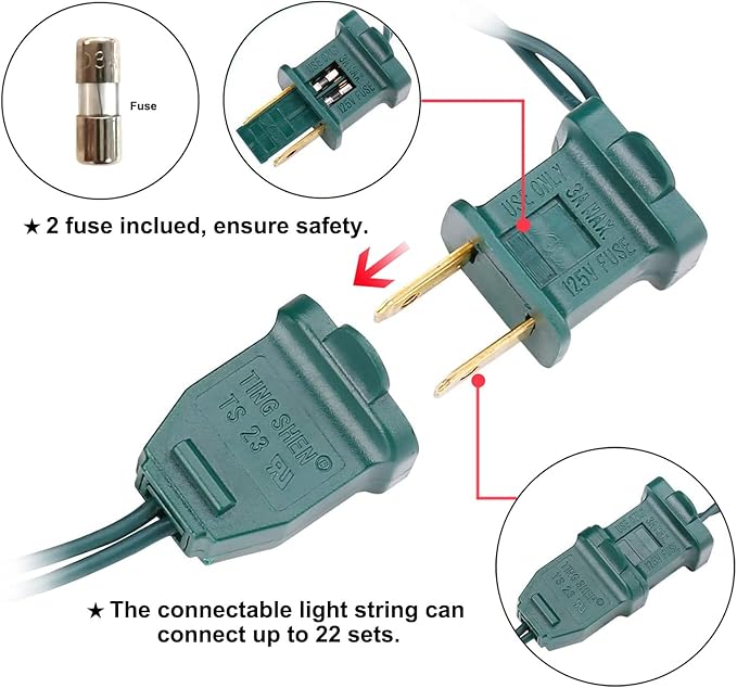 MULTI-SPARKING White Christmas LED Lights - 100 Count Cool White Holiday String Lights for Tree, Party, Wedding, Indoor and Outdoor Use, 33 Feet Green Wire, UL Certified, Connectable