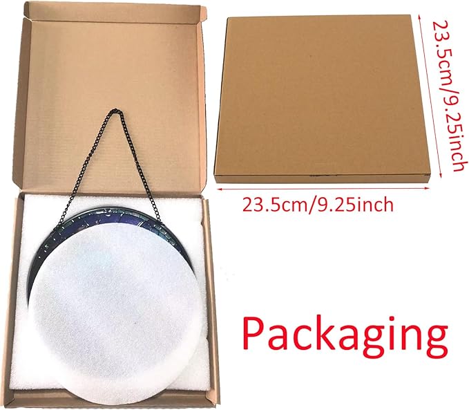 River and Dragonfly Pattern Suncatcher Stained Glass,Hanging Stained Glass for Windows,20cm/7.87inch Hand-Painted Sun Catcher Garden Hangings Painted Glass Panel Decor Themed Gift