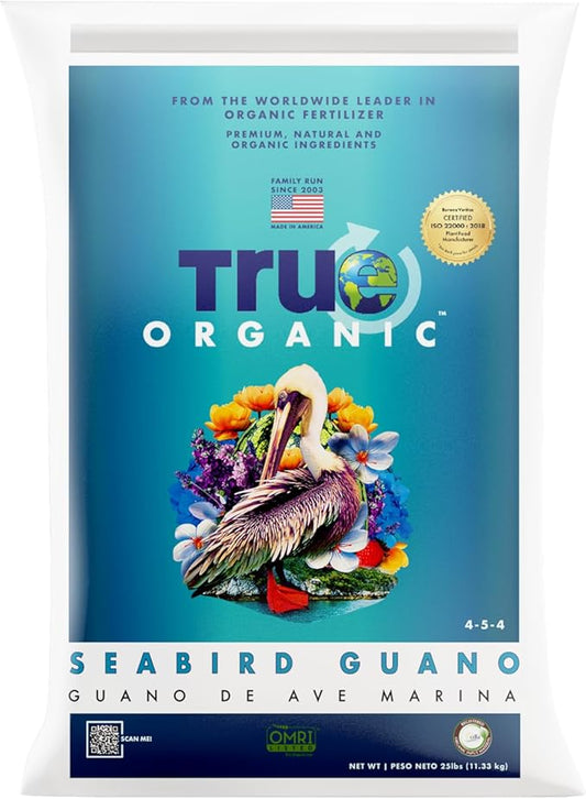 True Organic Seabird Guano – Organic Fertilizer for Abundant Fruits, Flowers, Vegetables, and Foliage – 25lb Bag Covers 438 Sq. Ft.