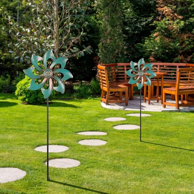VEWOGARDEN Garden Decor Wind Spinners, Small Waterproof Metal Pinwheels Wind Spinner for Yard and Garden 37 * 10inches (Single Blade)