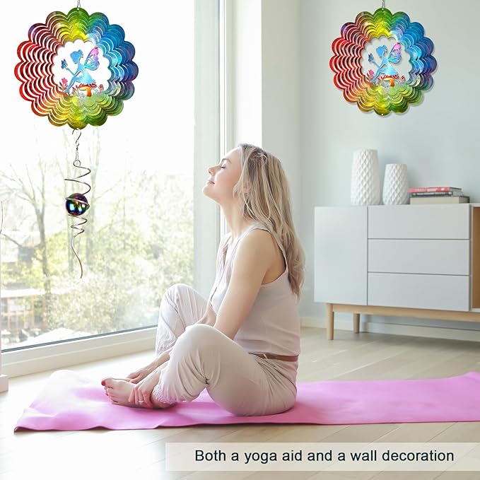 Wind Spinner - Fairy Wind Spinners Outdoor, Hanging Wind Sculpture, 3D Metal Fairy Wind Catcher, Kinetic Garden Decoration Yard Art Decor, Lovely Gifts for Mother Wife Sister Daughter Girl