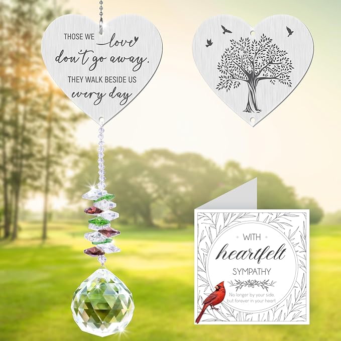 Memorial Crystal Suncatcher,Memory Gifts for Loss Loved Ones,in Loving Memory Gifts,Bereavement Gift Idea,Hanging Crystals Ornament for Window Rainbow Maker Prisms Home Decor Gift
