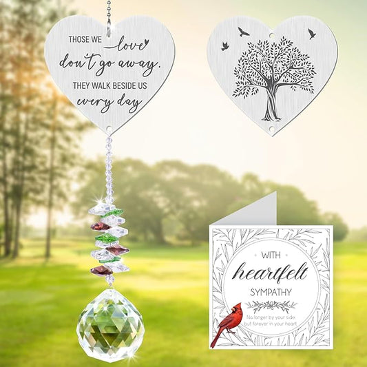 Memorial Crystal Suncatcher,Memory Gifts for Loss Loved Ones,in Loving Memory Gifts,Bereavement Gift Idea,Hanging Crystals Ornament for Window Rainbow Maker Prisms Home Decor Gift