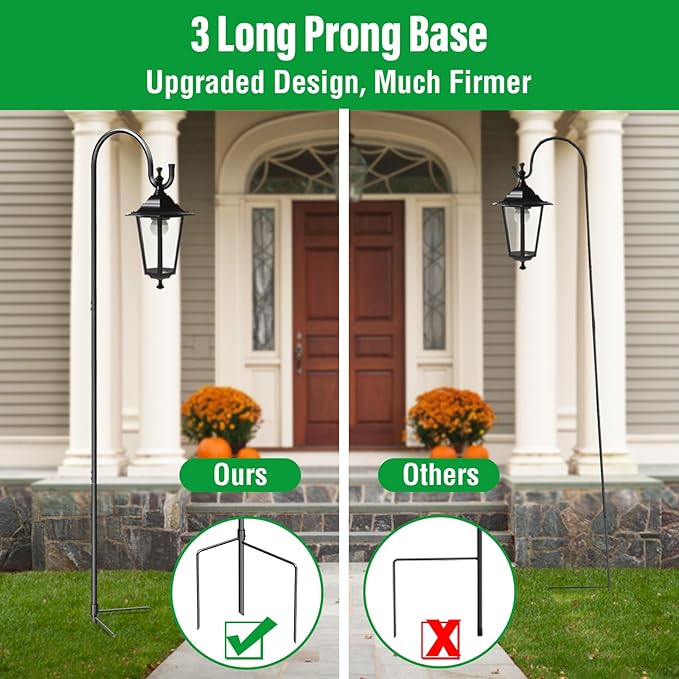 GOFORWILD Shepherd Hook 4 Pack Adjustable, 49 inches Tall, Made of Premium Metal for Garden Decor, Plant Hanger, Lantern Hook, Solar Light Hanging, 7014