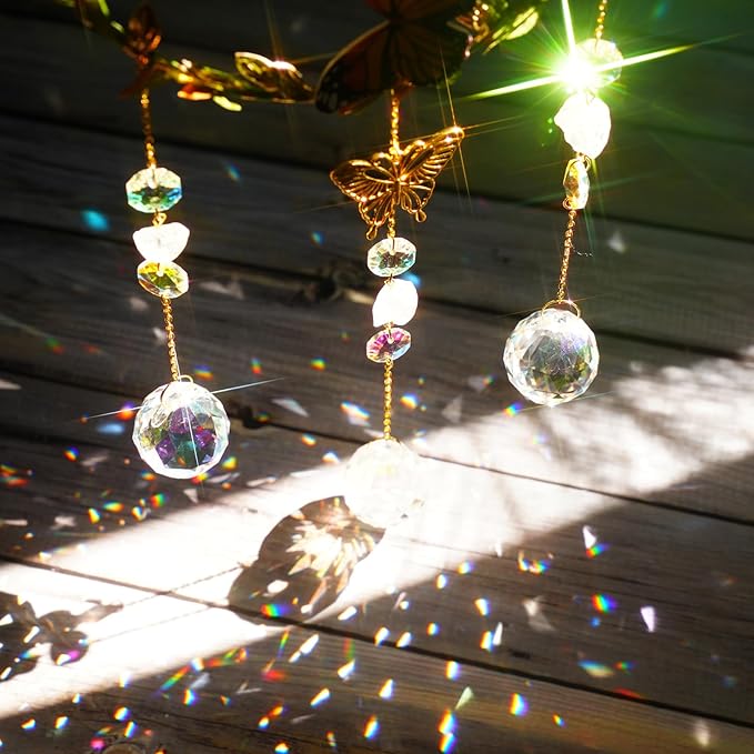 Suncatcher Moon Crystal Rose Quartz Sun Catcher Window Hanging, Good Luck Charms Gifts for Women Chrismas Thanksgiving Birthday Crystal (Rose)