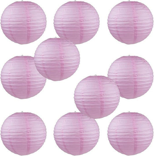 WYZworks - Round Paper Lanterns 10 Pack (Pink, 8") - Hanging Paper Lanterns Lamp for Wedding, Birthday, Party and Home Decorations with 8", 10", 12", 14", 16" Option