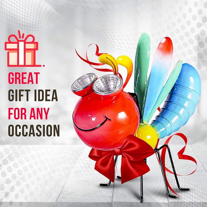 Dragonfly Garden Decor - Shefio Metal Yard Art Specializes In Products That Enhance Outdoor Spaces - Creates A Magical Garden Ambiance - Whimsical Garden Decor