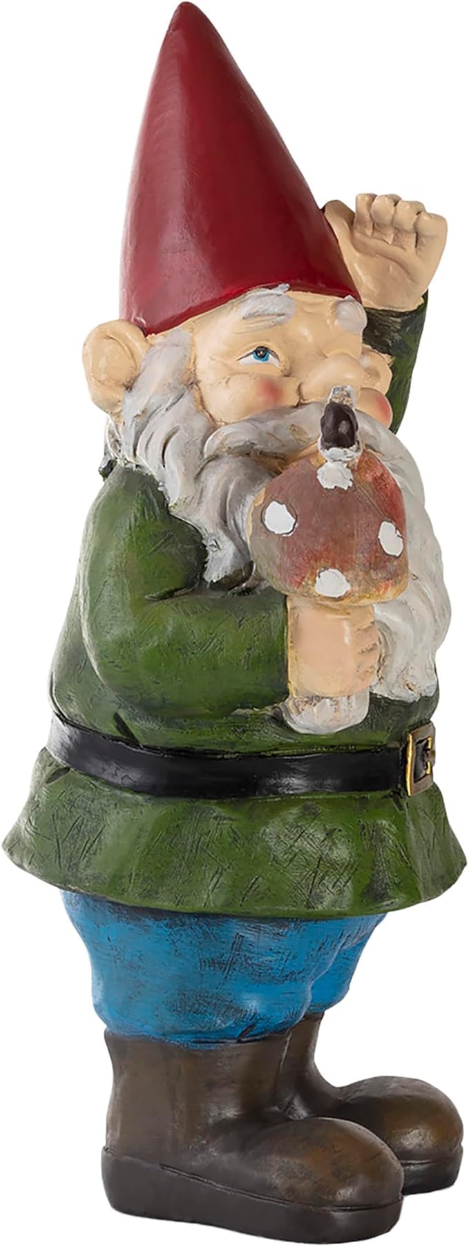 Alpine Corporation 12" Tall Outdoor Garden Gnome with Mushroom Yard Statue Decoration