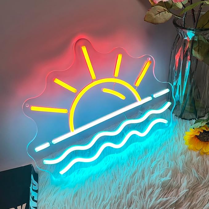 Sunset Sunrise Neon Sign, Neon Signs for Wall Decor Dimmable LED Neon Light Sign for Beach Bedroom Living Room Wedding Bar Party Home Room Decor