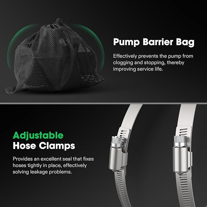 VIVOSUN 3000 GPH Submersible Water Pump with Barrier Bag, 150W Pond Pump with 18FT. Lift Height, Ultra Quiet Aquarium Pump for Pond, Waterfall, Fish Tank, Statuary, Hydroponic