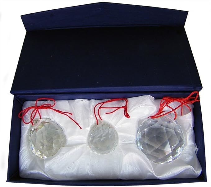 Amlong Crystal® 30mm, 40mm, 50mm Clear Suncatcher Crystal Ball Prisms Feng Shui Total 3Pcs with Gift Box